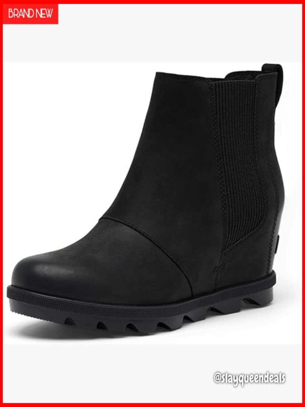 Waterproof Leather Chelsea Boots with Wedge Heel, Slip-On Style - Picture 1 of 6
